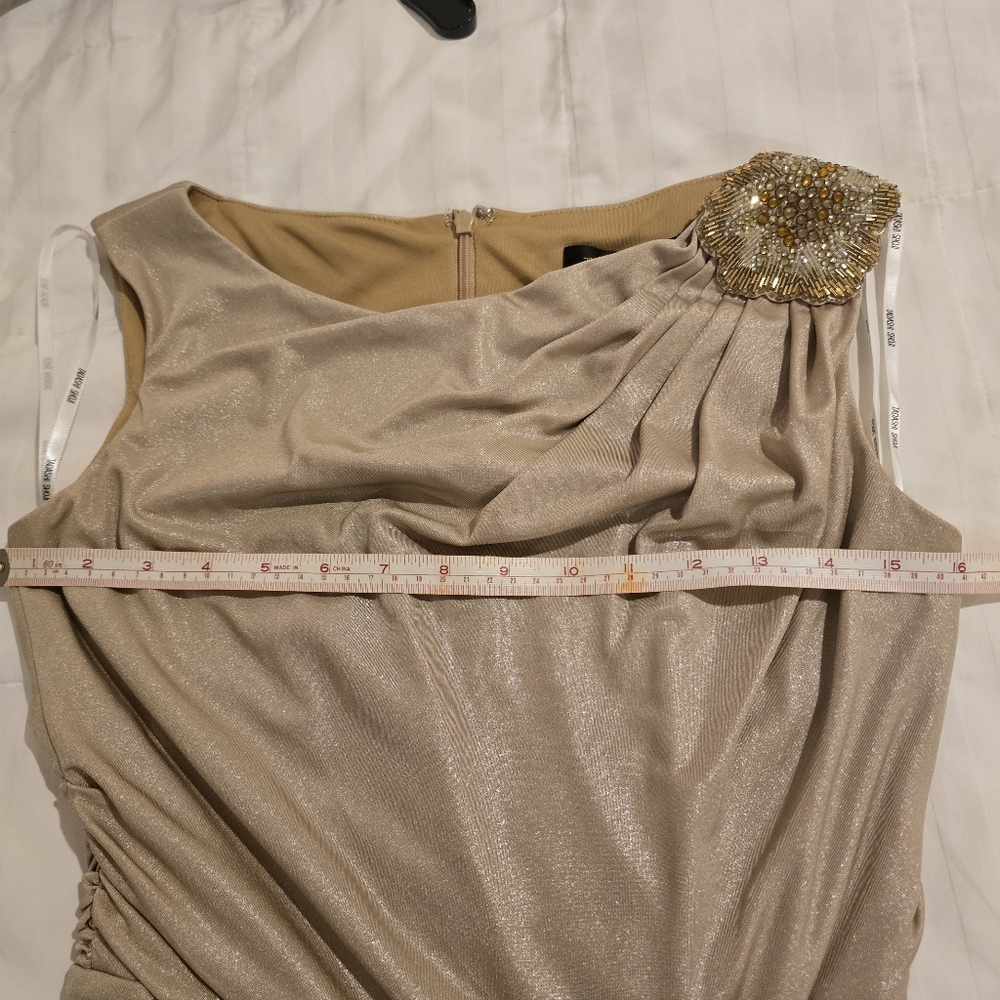 Tadashi Shoji - Champagne Gold Maxi Dress Small - Picture 9 of 14
